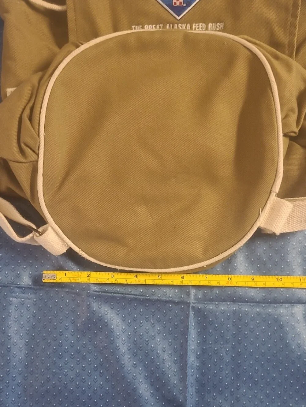 Olive Canvas Backpack with Cream Straps